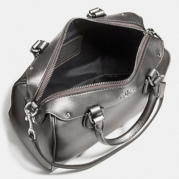 Coach Mini Bennett Metallic Cross Grain Leather Zip Shoulder Bag Satchel $295 - Picture 3 of 9